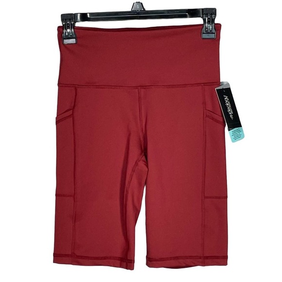 Ideology Womens High Rise Side Pockets 10" Biker shorts red Xs - Picture 3 of 8